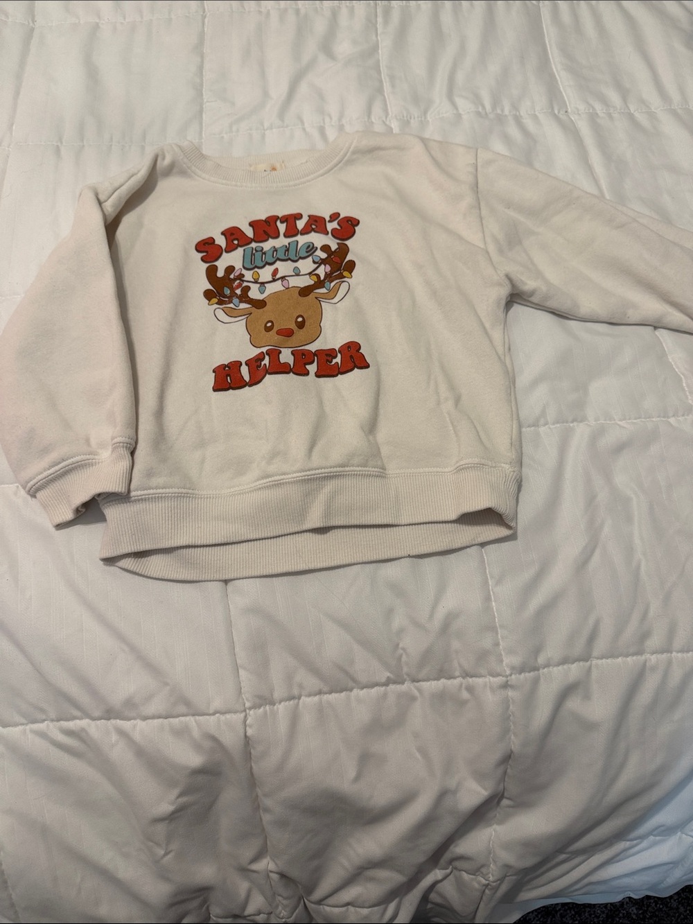 Santa's Little Helper White Kids Sweatshirt